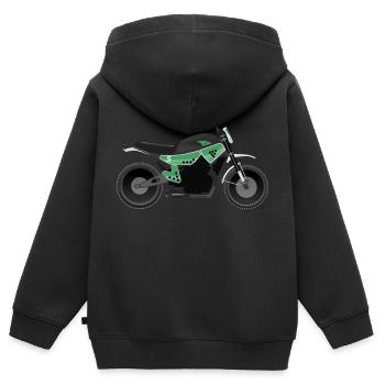 Motorrad in einem köstlichen Motiv. - Kinder Premium Organic Zip Hoodie - Schwarz - Hinten - AI Model Kid Male (0cm)