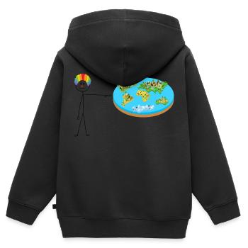 Terre plate - Sweat Premium à capuche zippé enfant bio - noir - Dos - AI Model Kid Male (0cm)