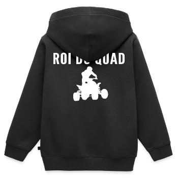 Roi du quad / humour motocross - Sweat Premium à capuche zippé enfant bio - noir - Dos - AI Model Kid Male (0cm)