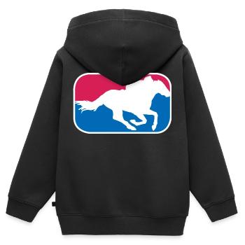 Rennpferd reiten Reitsport Pferde lustige Geschenk - Kinder Premium Organic Zip Hoodie - Schwarz - Hinten - AI Model Kid Male (0cm)
