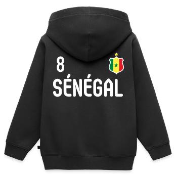 équipe football Sénégal - Sweat Premium à capuche zippé enfant bio - noir - Dos - AI Model Kid Male (0cm)