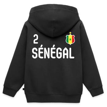 équipe Sénégal - Sweat Premium à capuche zippé enfant bio - noir - Dos - AI Model Kid Male (0cm)