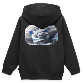 Wolke7 - Kinder Premium Organic Zip Hoodie - Schwarz - Hinten - AI Model Kid Male (0cm)