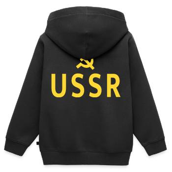 Wappen der UdSSR Sowjetunion Russischer Stern СССР - Kinder Premium Organic Zip Hoodie - Schwarz - Hinten - AI Model Kid Male (0cm)