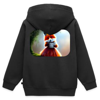 Fuchs im Kleid Füchsin - Kinder Premium Organic Zip Hoodie - Schwarz - Hinten - AI Model Kid Male (0cm)