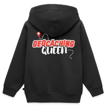 geocache schnitzeljagd outdoor-life geocache-queen - Kinder Premium Organic Zip Hoodie - Schwarz - Hinten - AI Model Kid Male (0cm)