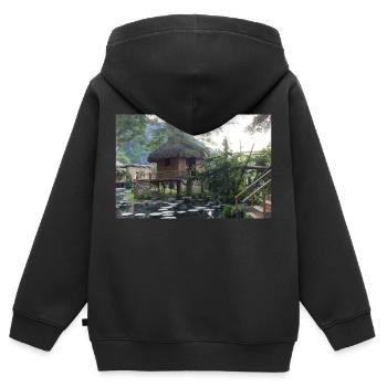 Dorf in Vietnam - Kinder Premium Organic Zip Hoodie - Schwarz - Hinten - AI Model Kid Male (0cm)