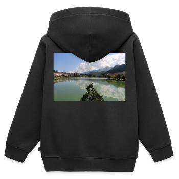 See in Vietnam - Kinder Premium Organic Zip Hoodie - Schwarz - Hinten - AI Model Kid Male (0cm)