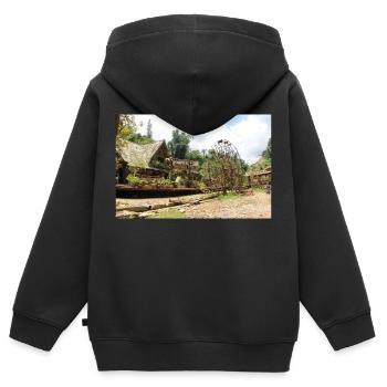 Dorf in Vietnam - Kinder Premium Organic Zip Hoodie - Schwarz - Hinten - AI Model Kid Male (0cm)