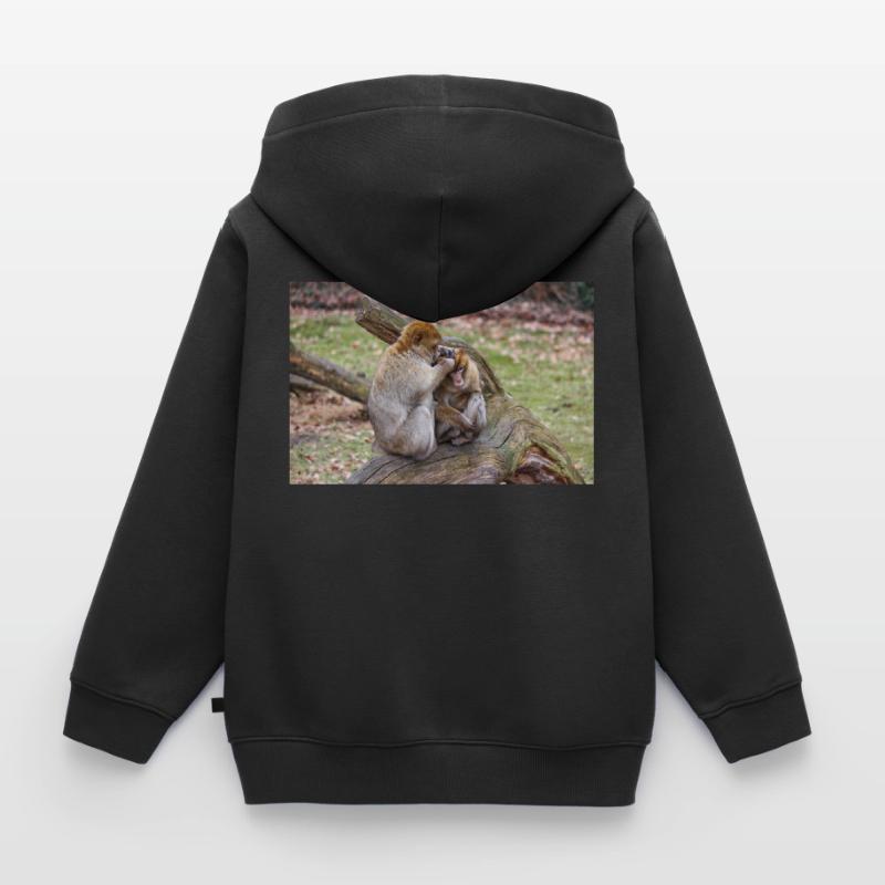 Barbary macaques (Berberaffe) Macaca sylvanus Kids Premium Organic Zip-up Hoodie