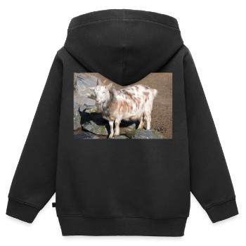 Zwergziege oder Zwergziege - Kinder Premium Organic Zip Hoodie - Schwarz - Hinten - AI Model Kid Male (0cm)