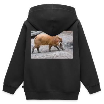 Pinselohrschwein Flussschwein Potamochoerus - Kinder Premium Organic Zip Hoodie - Schwarz - Hinten - AI Model Kid Male (0cm)