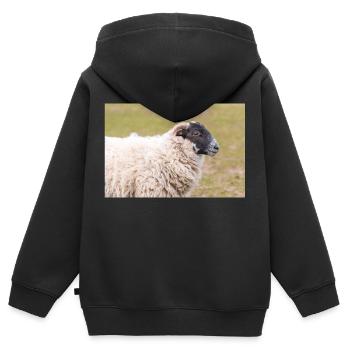 Schaf Ovis in Irland - Kinder Premium Organic Zip Hoodie - Schwarz - Hinten - AI Model Kid Male (0cm)