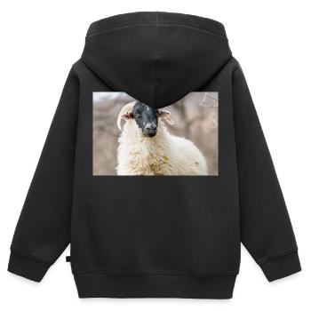 Schaf Ovis in Irland - Kinder Premium Organic Zip Hoodie - Schwarz - Hinten - AI Model Kid Male (0cm)