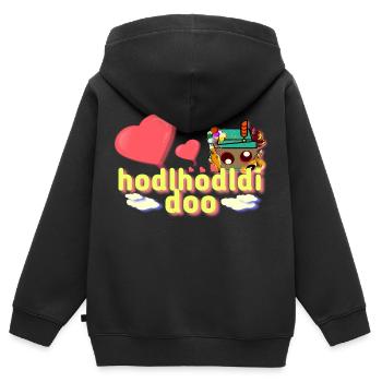 Bayerisch Lustig - Kinder Premium Organic Zip Hoodie - Schwarz - Hinten - AI Model Kid Male (0cm)