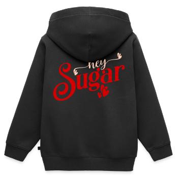 hey sugar Saint-Valentin - Sweat Premium à capuche zippé enfant bio - noir - Dos - AI Model Kid Male (0cm)