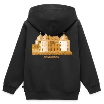 Gemünden Schloss Hunsrück Bayern Main - Kinder Premium Organic Zip Hoodie - Schwarz - Hinten - AI Model Kid Male (0cm)
