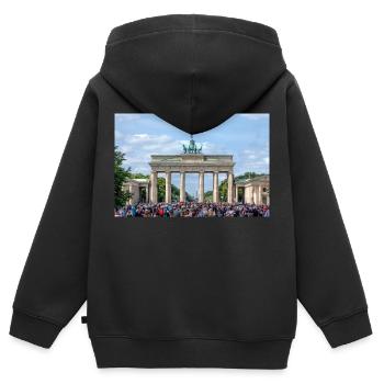 Brandenburger Tor - Kinder Premium Organic Zip Hoodie - Schwarz - Hinten - AI Model Kid Male (0cm)