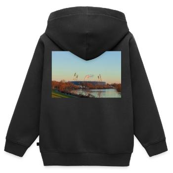 Weserstadion - Kinder Premium Organic Zip Hoodie - Schwarz - Hinten - AI Model Kid Male (0cm)