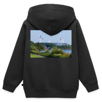 Weserstadion - Kinder Premium Organic Zip Hoodie - Schwarz - Hinten - AI Model Kid Male (0cm)
