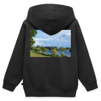 Weserstadion - Kinder Premium Organic Zip Hoodie - Schwarz - Hinten - AI Model Kid Male (0cm)