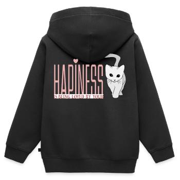 Happiness is being loved by your cat - Kinder Premium Organic Zip Hoodie - Schwarz - Hinten - AI Model Kid Male (0cm)