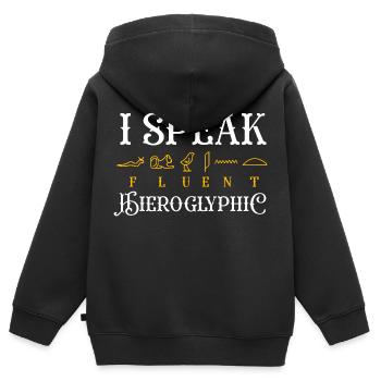 I speak fluent hieroglyphic Design - Kids Premium Organic Zip-up Hoodie - black - Back - AI Model Kid Male (0cm)