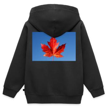 Rotes Ahornblatt - Kinder Premium Organic Zip Hoodie - Schwarz - Hinten - AI Model Kid Male (0cm)