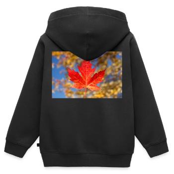 Rotes Ahornblatt - Kinder Premium Organic Zip Hoodie - Schwarz - Hinten - AI Model Kid Male (0cm)