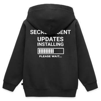 Secret Agent Updates Installing Please Wait - Kids Premium Organic Zip-up Hoodie - black - Back - AI Model Kid Male (0cm)
