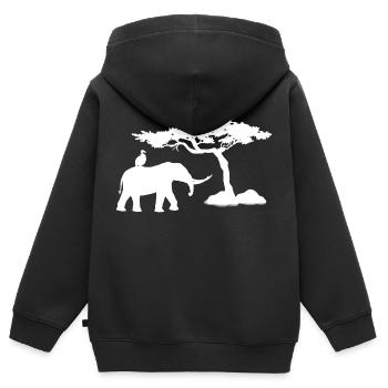 Safari Zoo Animal Safari Zoo - Sweat Premium à capuche zippé enfant bio - noir - Dos - AI Model Kid Male (0cm)