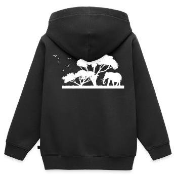 Safari Zoo Animal Safari Zoo - Sweat Premium à capuche zippé enfant bio - noir - Dos - AI Model Kid Male (0cm)