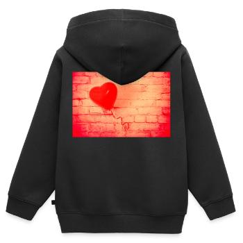 Rotes Herz - Kinder Premium Organic Zip Hoodie - Schwarz - Hinten - AI Model Kid Male (0cm)