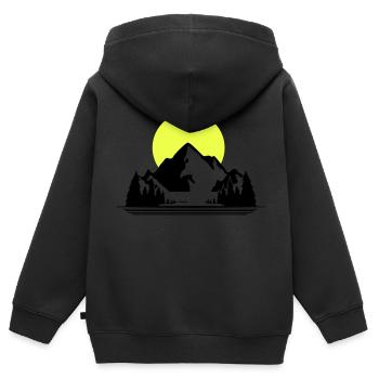 Mountains - Kids Premium Organic Zip-up Hoodie - black - Back - AI Model Kid Male (0cm)