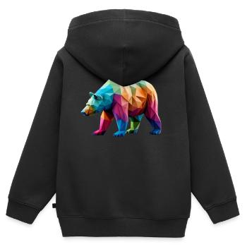 Bunter moderner arty Origami Bär - Kinder Premium Organic Zip Hoodie - Schwarz - Hinten - AI Model Kid Male (0cm)