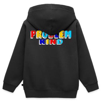 Problem Kind - Kinder Premium Organic Zip Hoodie - Schwarz - Hinten - AI Model Kid Male (0cm)