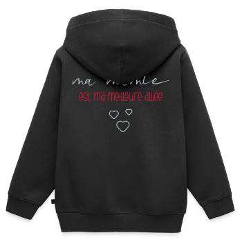 ma mamie est ma meilleure alliée - Sweat Premium à capuche zippé enfant bio - noir - Dos - AI Model Kid Male (0cm)