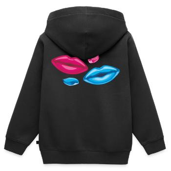 Lippen und Blütenblätter - Kinder Premium Organic Zip Hoodie - Schwarz - Hinten - AI Model Kid Male (0cm)