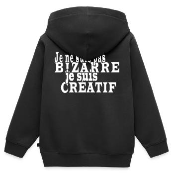 Je ne suis pas bizarre je suis créatif - Sweat Premium à capuche zippé enfant bio - noir - Dos - AI Model Kid Male (0cm)