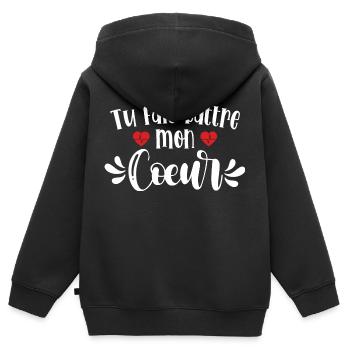 Du lässt mein Herz schlagen - Kinder Premium Organic Zip Hoodie - Schwarz - Hinten - AI Model Kid Male (0cm)