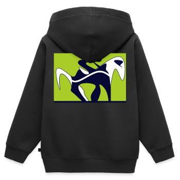 Derjenige, der zwischen Yin und Yang reitet - Kinder Premium Organic Zip Hoodie - Schwarz - Hinten - AI Model Kid Male (0cm)