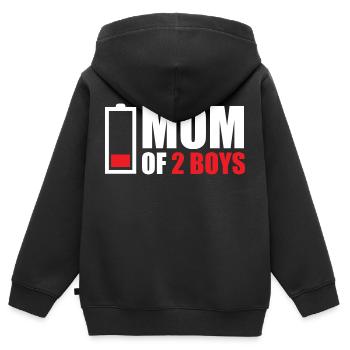 Maman de 2 garçons - Sweat Premium à capuche zippé enfant bio - noir - Dos - AI Model Kid Male (0cm)
