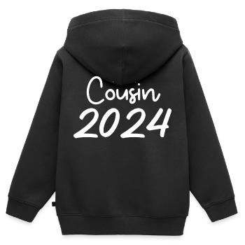 Futur Cousin 2024 - Sweat Premium à capuche zippé enfant bio - noir - Dos - AI Model Kid Male (0cm)