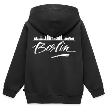 Berlin - Sweat Premium à capuche zippé enfant bio - noir - Dos - AI Model Kid Male (0cm)