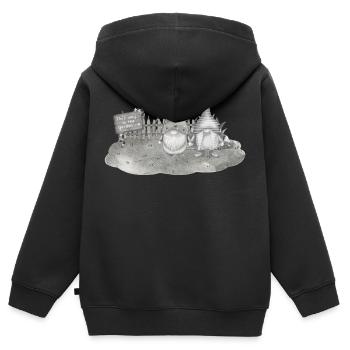 Gartenfreunde / Gartenzwerge - Kinder Premium Organic Zip Hoodie - Schwarz - Hinten - AI Model Kid Male (0cm)