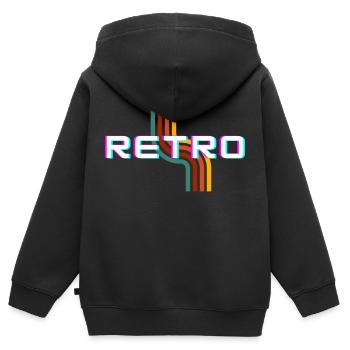 Rétro - Sweat Premium à capuche zippé enfant bio - noir - Dos - AI Model Kid Male (0cm)
