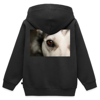 Œil de Husky - Sweat Premium à capuche zippé enfant bio - noir - Dos - AI Model Kid Male (0cm)
