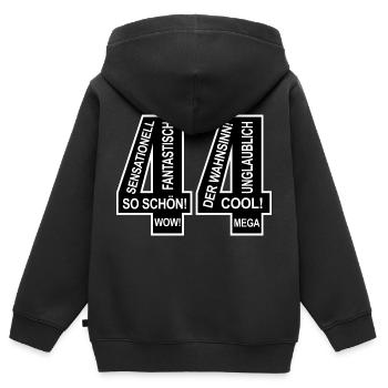 44. Geburtstag Wow Lustiges Motiv Nummer Ziffer 44 - Kinder Premium Organic Zip Hoodie - Schwarz - Hinten - AI Model Kid Male (0cm)