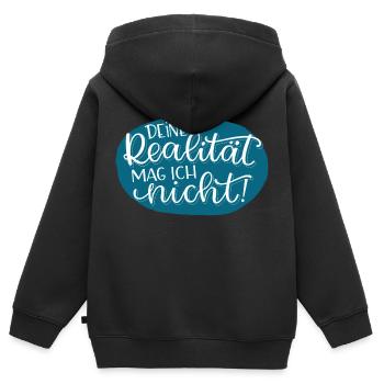Deine Realität - Kinder Premium Organic Zip Hoodie - Schwarz - Hinten - AI Model Kid Male (0cm)