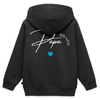 Bientôt papa - Sweat Premium à capuche zippé enfant bio - noir - Dos - AI Model Kid Male (0cm)